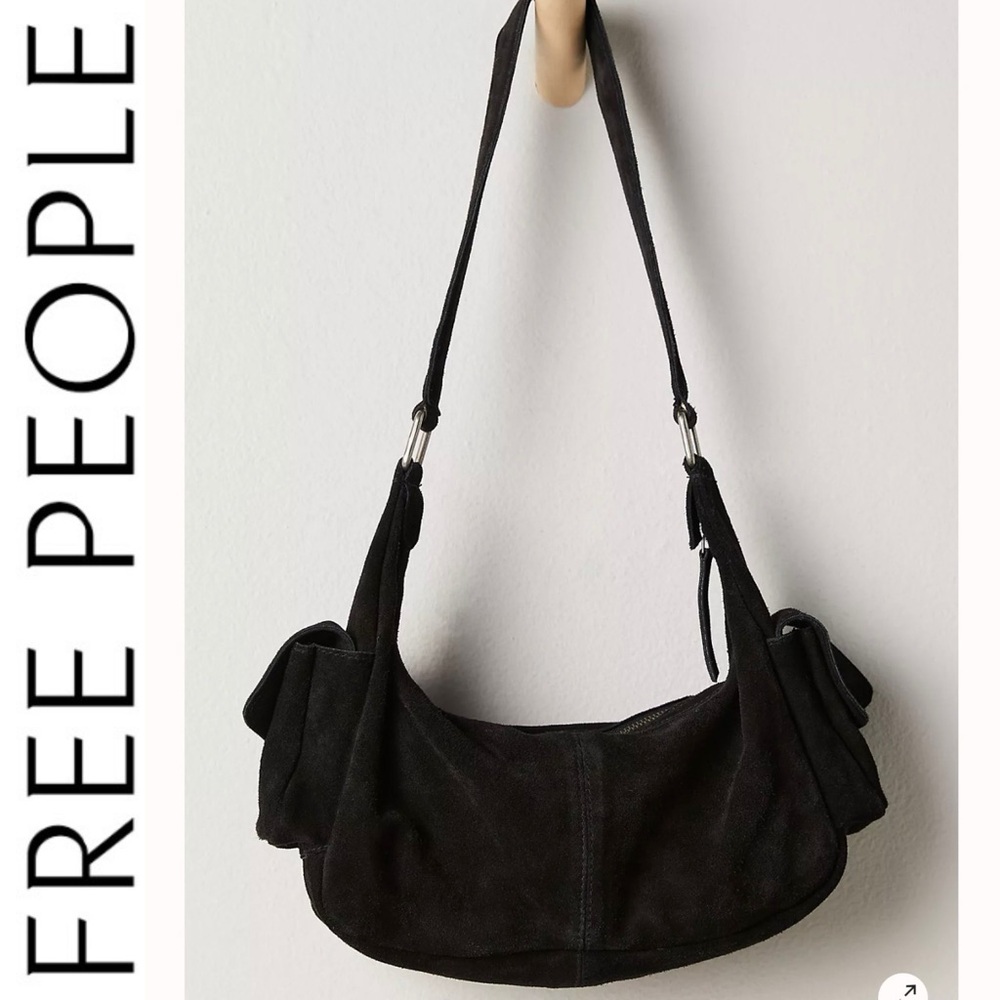 NWT Free People Siren Suede Shoulder Bag in Black - Picture 3 of 16